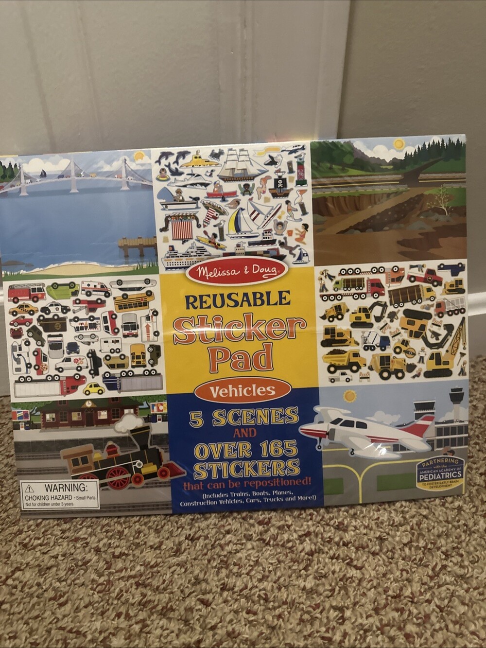 Brand New! Melissa & Doug 5 Scenes And Over 165 Reusable Sticker Pad-Vehicles!